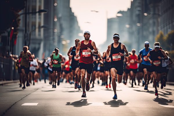 Runners competing in race.