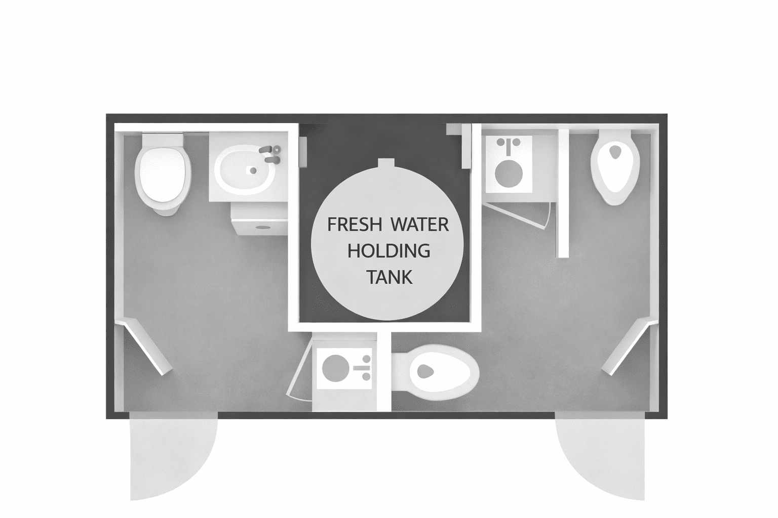 Floor-plan for restroom trailer