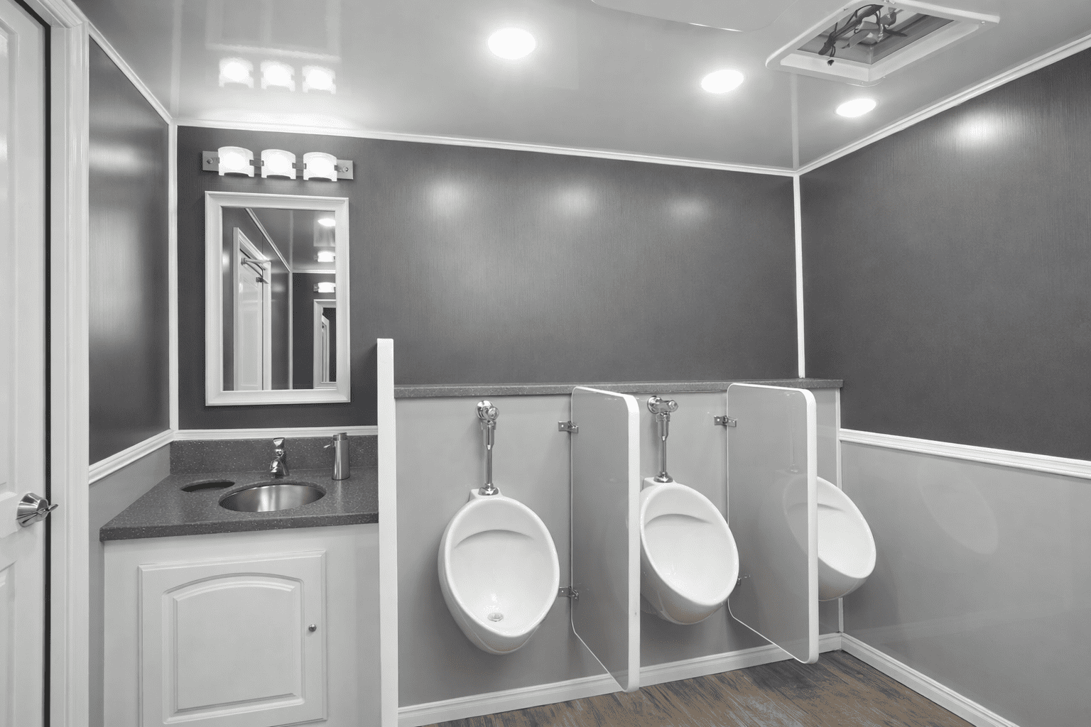 3 Door 10 Station Interior of Bathroom Trailer